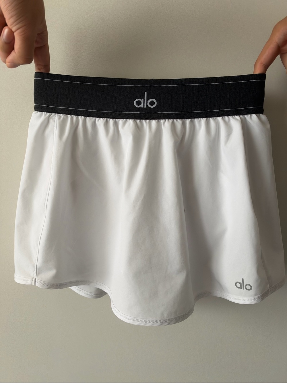 ALO Yoga White Skort with Black Waistband